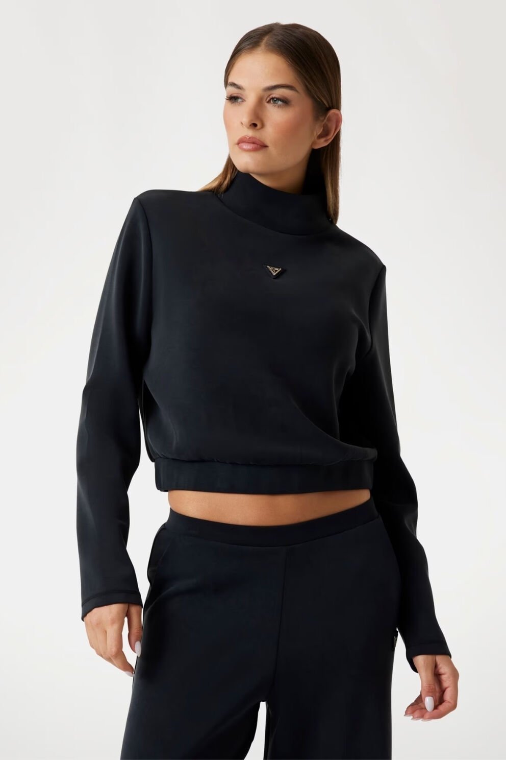 Guess Yüksek Yaka Sweatshirt Siyah