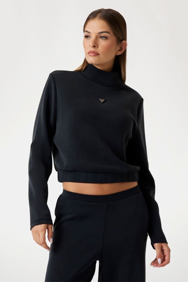 Guess Yüksek Yaka Sweatshirt Siyah
