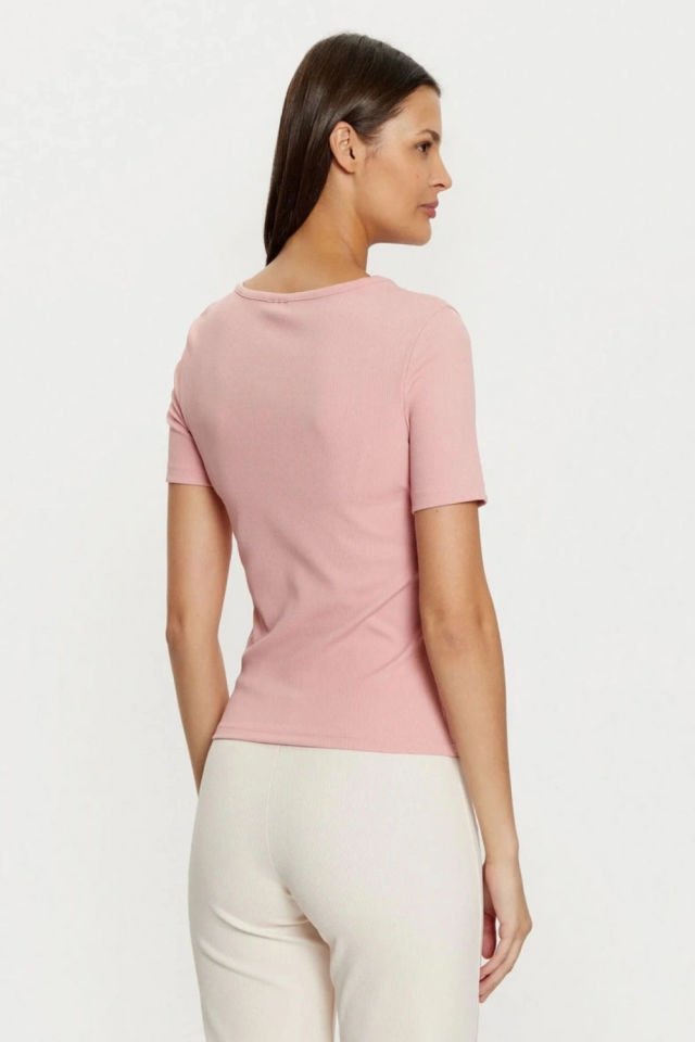Guess Kadın Pembe Logolu T-Shirt
