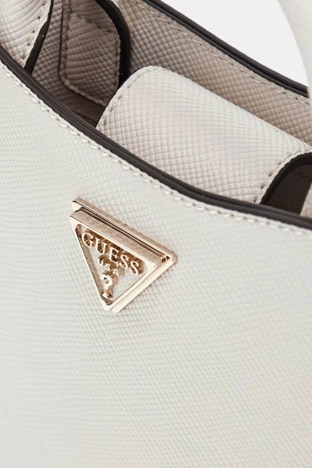 Guess Eco Gloriana Saffiano Mini El Çantası Krem