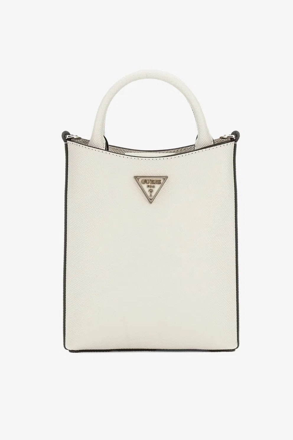 Guess Eco Gloriana Saffiano Mini El Çantası Krem