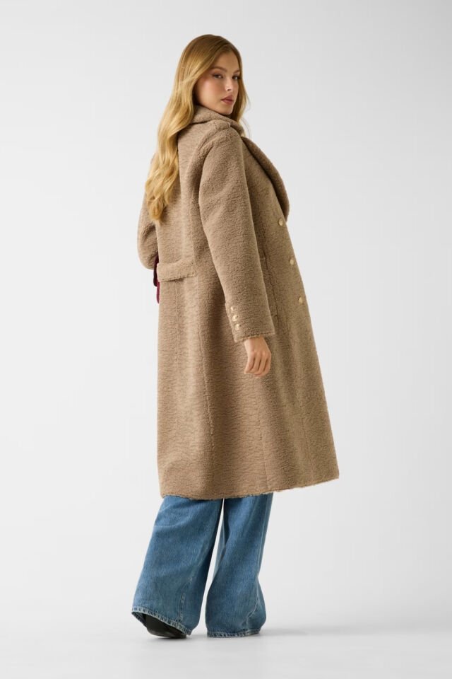 Guess Suni Kürk Uzun Palto Kahverengi