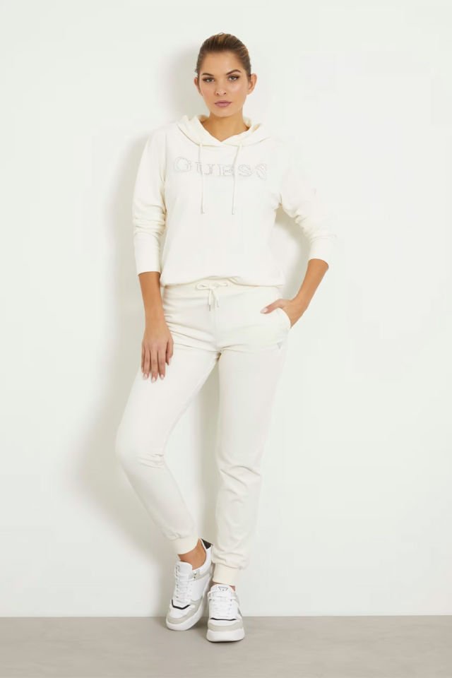 Guess Önde Taşlı Logolu Sweatshirt Beyaz