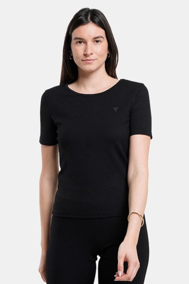 Guess Kadın Logolu T-Shirt Siyah