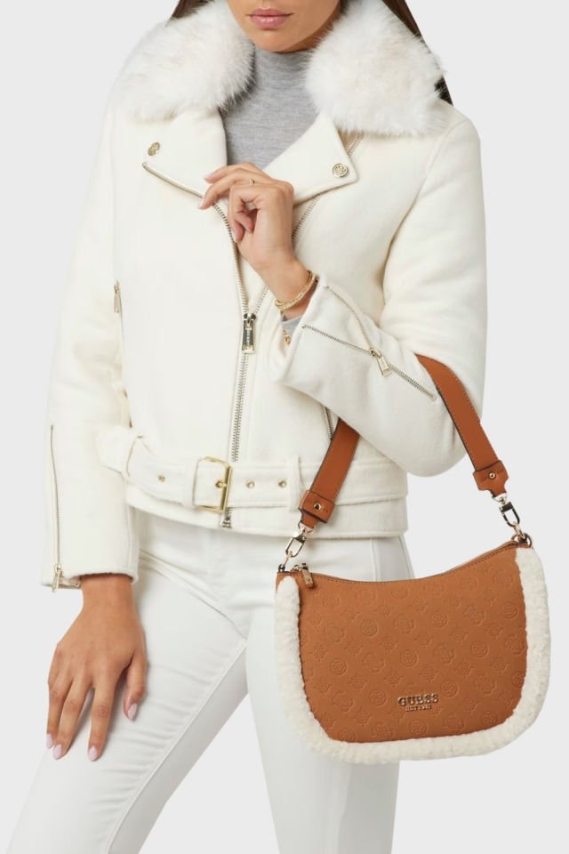 Guess Davika Hobo Kabartmalı Omuz Çantası Taba