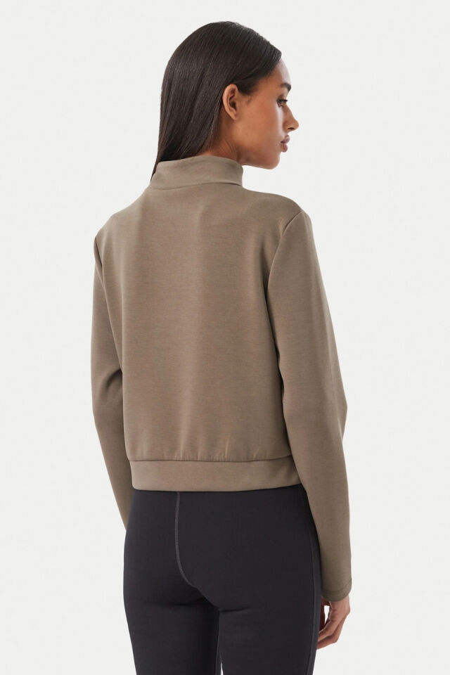 Guess Boğazlı Normal Kesim Sweatshirt Haki