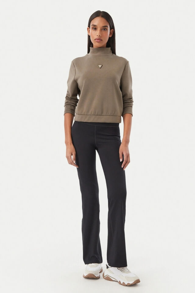Guess Boğazlı Normal Kesim Sweatshirt Haki