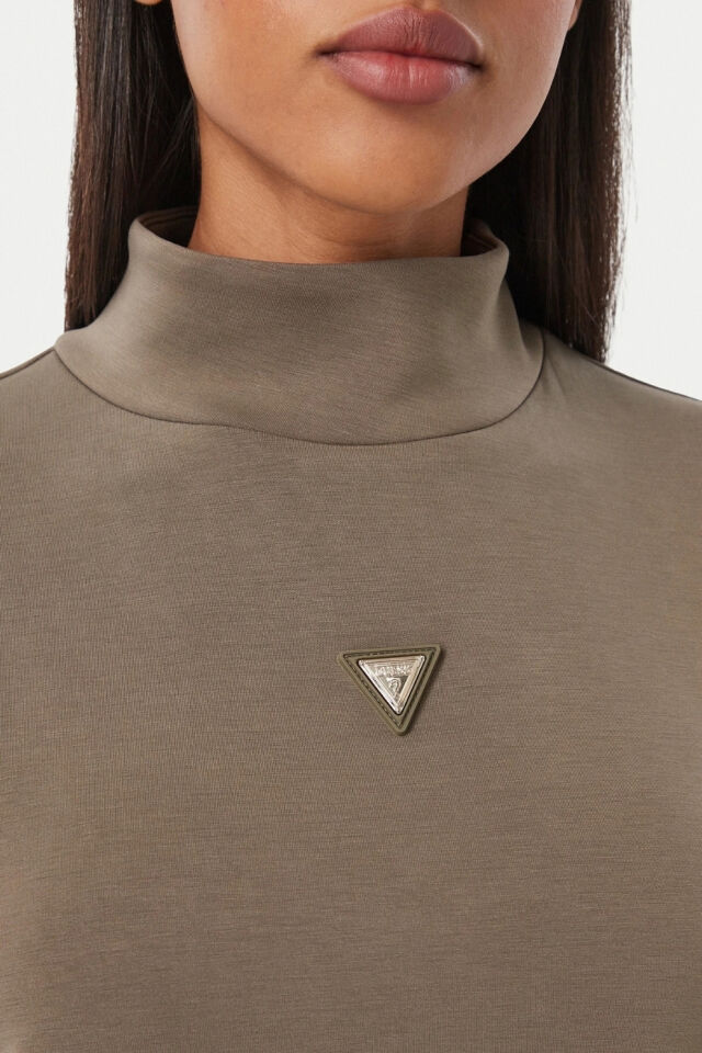 Guess Boğazlı Normal Kesim Sweatshirt Haki