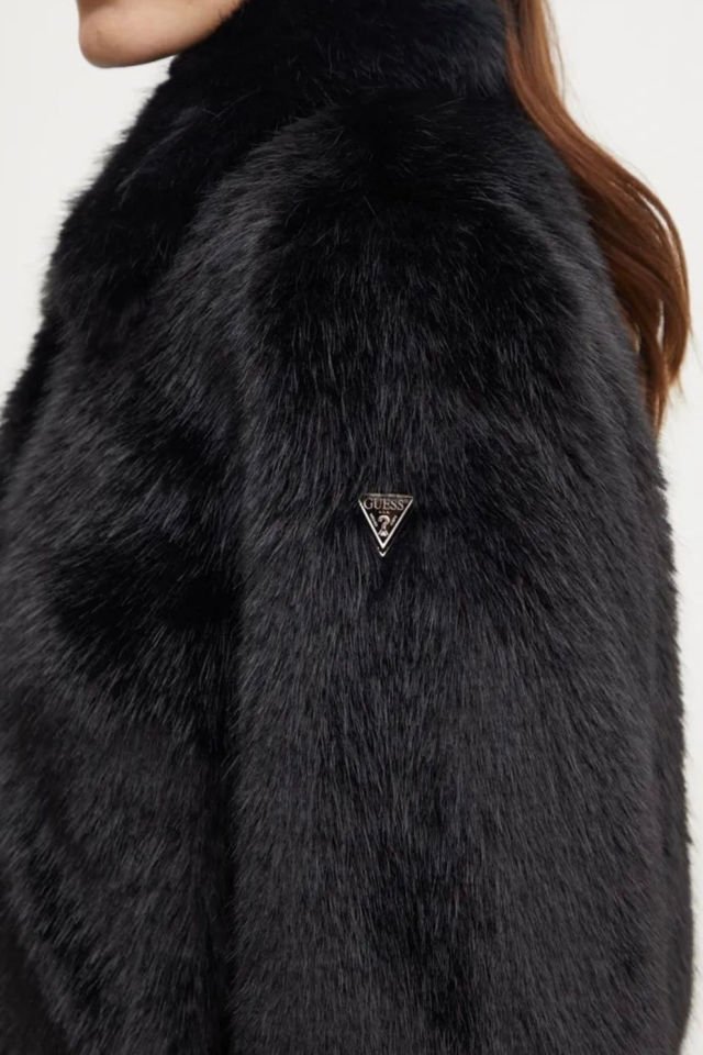 Guess Suni Kürk Bomber Ceket Siyah