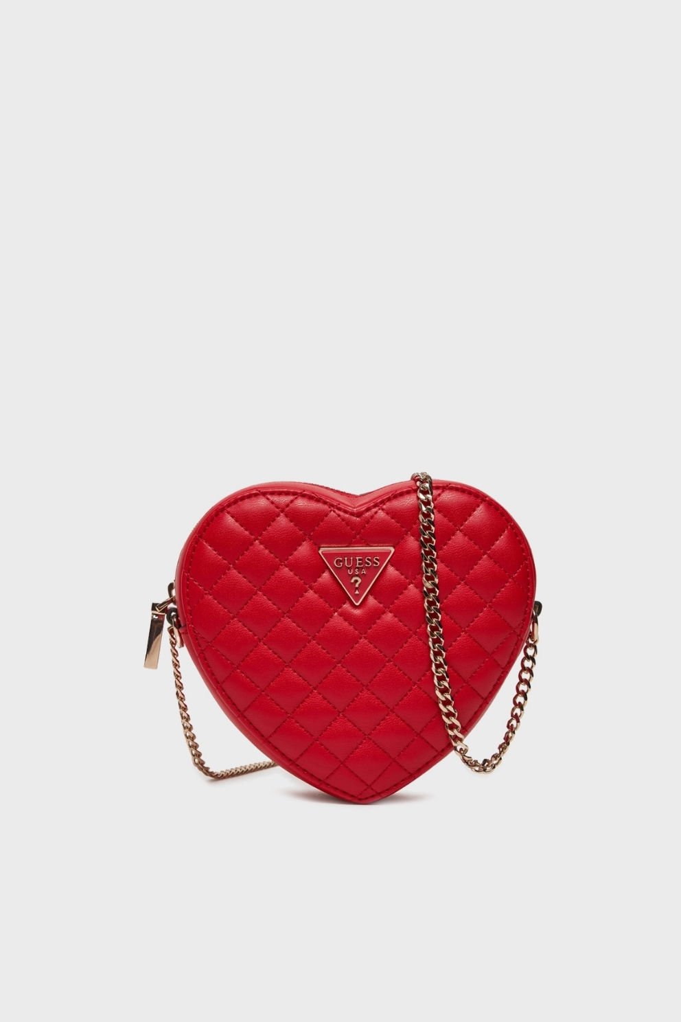 Guess Rianee Zincir Askılı Kalp Desenli  Çanta Kırmızı