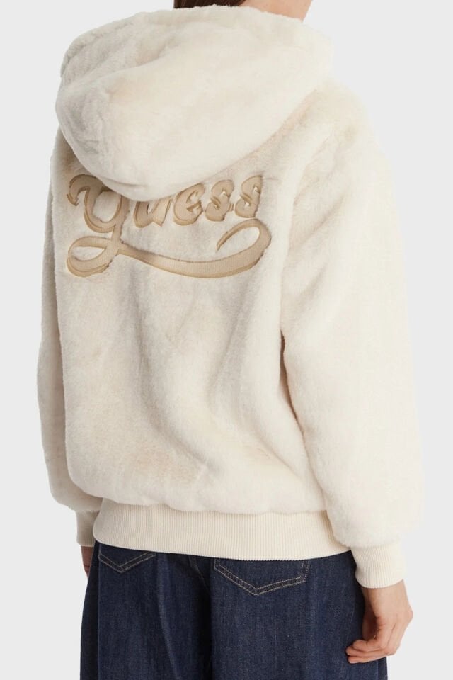 Guess Lucrezia Regular Fit Kapüşonlu Yaka Sırtta Logo Detaylı Bayan Mont