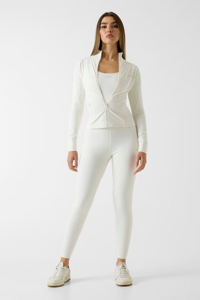 Guess Baskılı Logolu Tayt Beyaz