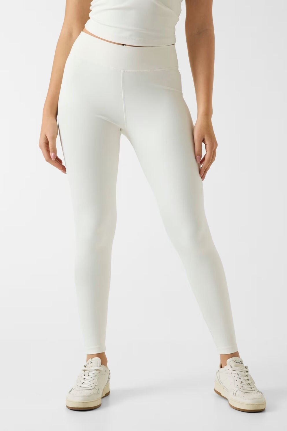 Guess Baskılı Logolu Tayt Beyaz