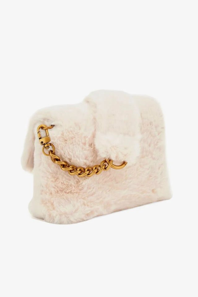 Guess Samia Logolu Yumuşak Tüylü Çıkarılabilir Askılı Çanta Krem