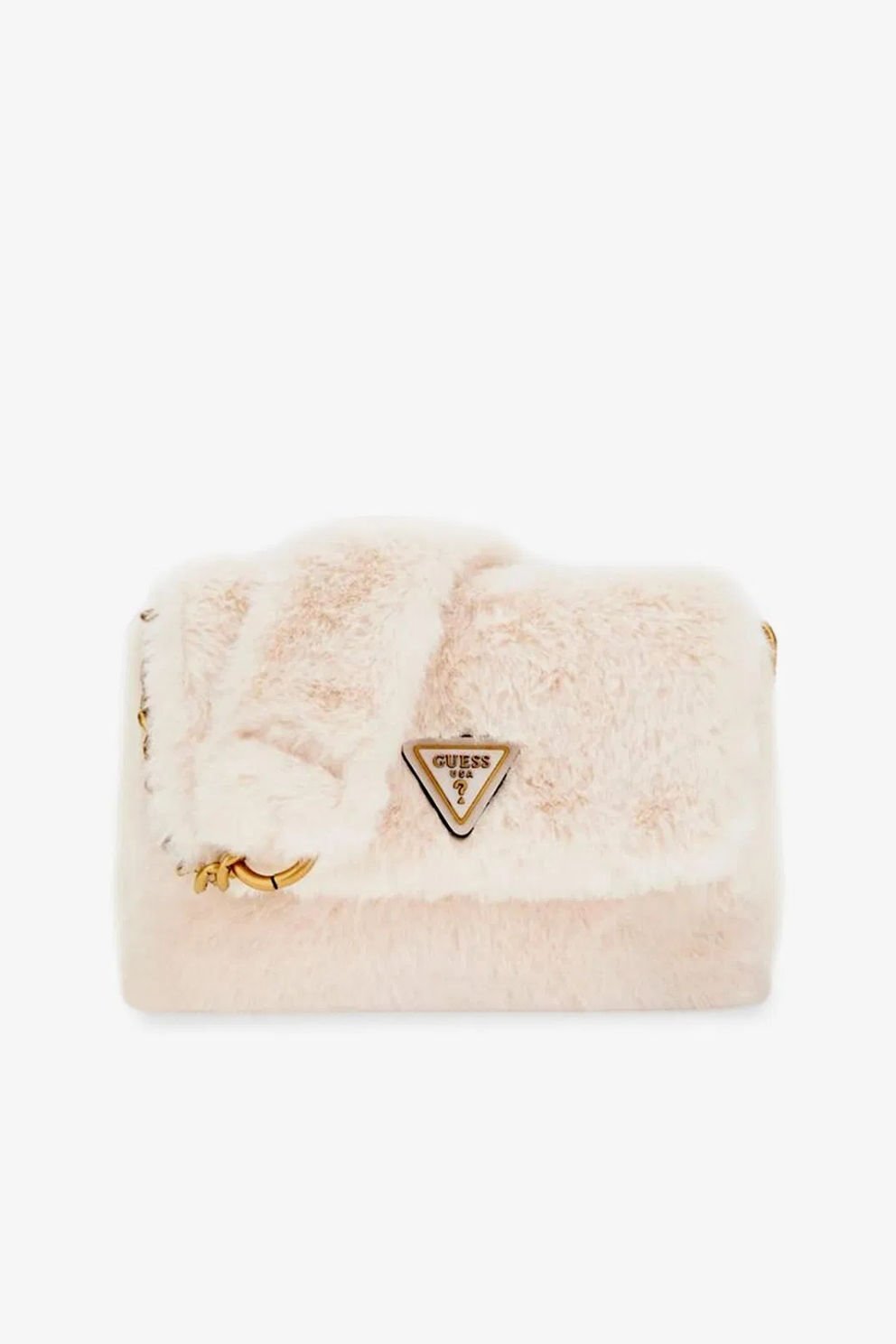 Guess Samia Logolu Yumuşak Tüylü Çıkarılabilir Askılı Çanta Krem