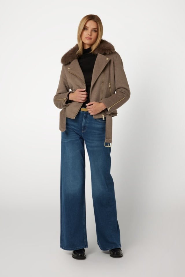 Guess Yünlü Biker Ceket Kahverengi