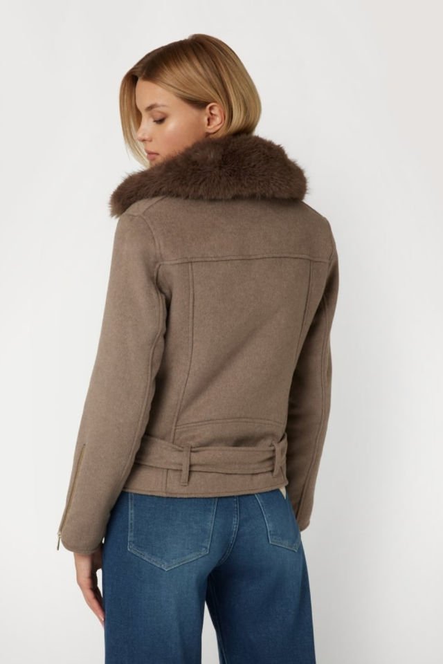Guess Yünlü Biker Ceket Kahverengi