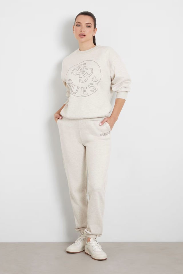 Guess Önü Logolu Sweatshirt Bej