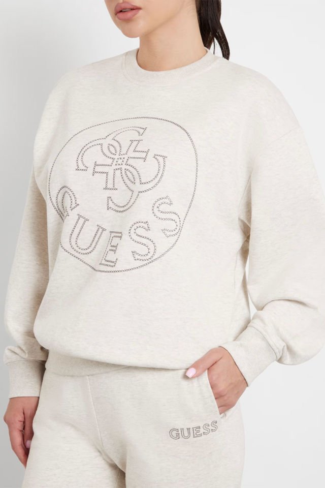Guess Önü Logolu Sweatshirt Bej