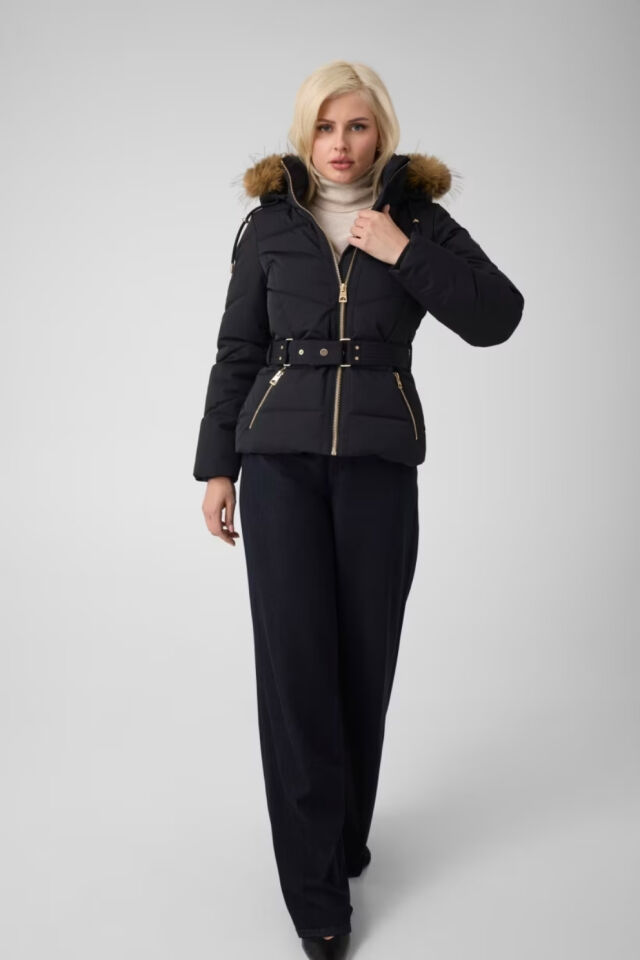 Guess Kısa Kemerli Şişme Ceket Siyah