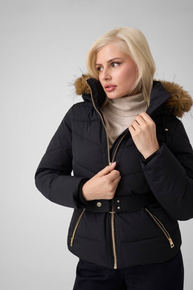 Guess Kısa Kemerli Şişme Ceket Siyah