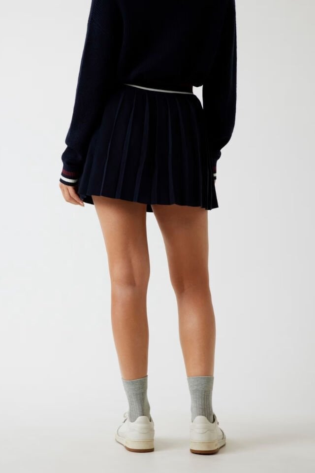 Guess Yün Karışımlı Pileli Mini Etek Lacivert