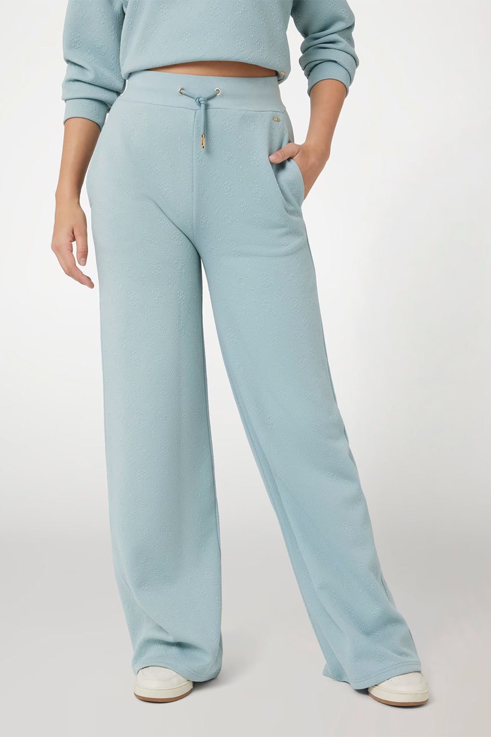 Guess Peony Logolu Straight Pantolon Açık Mavi