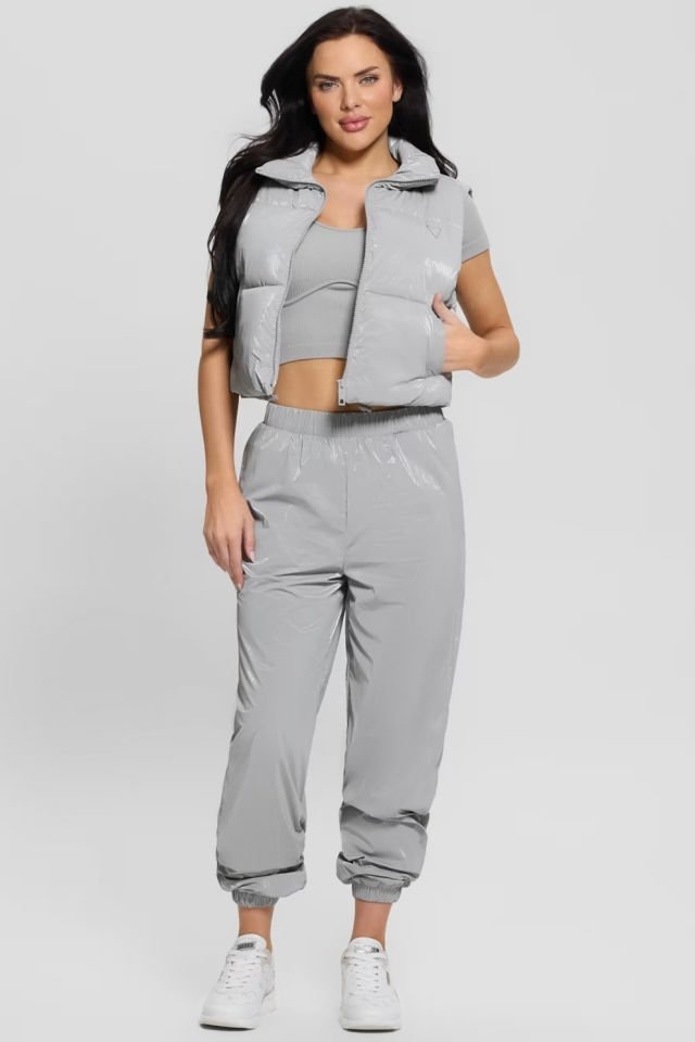 Guess Kolsuz Kısa Şişme Mont Gri