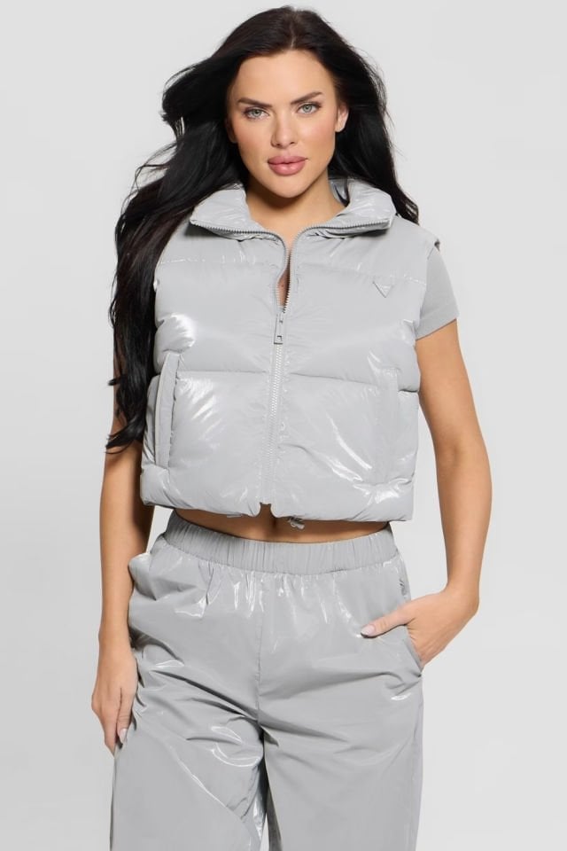 Guess Kolsuz Kısa Şişme Mont Gri