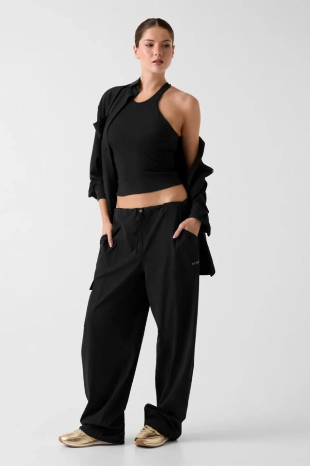 Guess Geniş Paça Kargo Pantolon Siyah