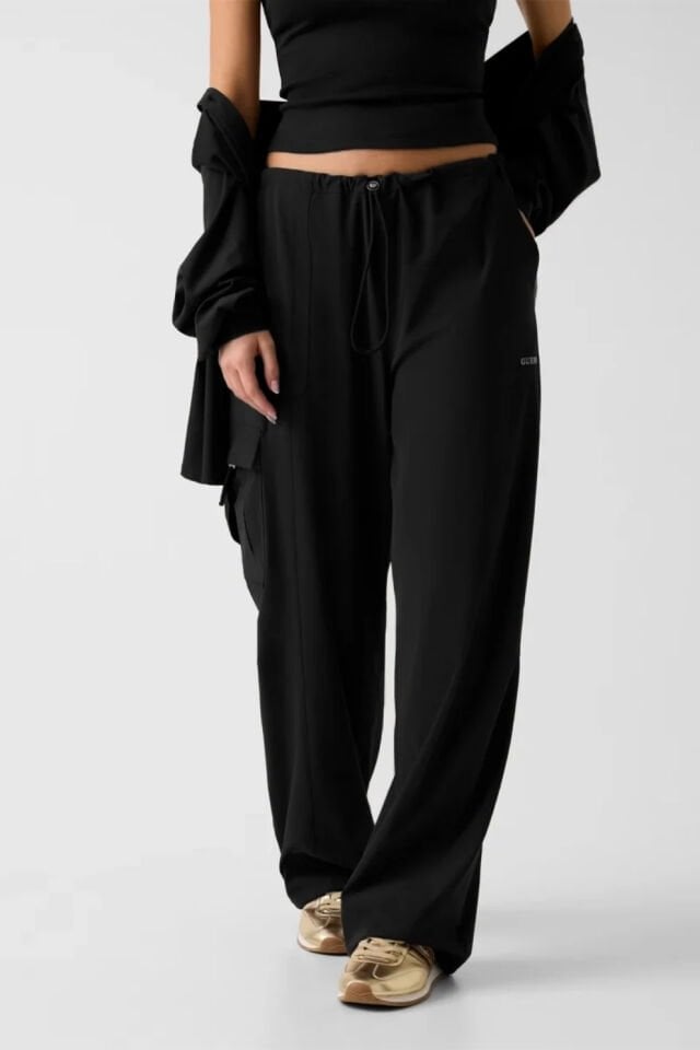 Guess Geniş Paça Kargo Pantolon Siyah