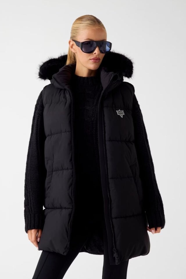 Guess Dar Kalıp Kayak Yeleği Siyah