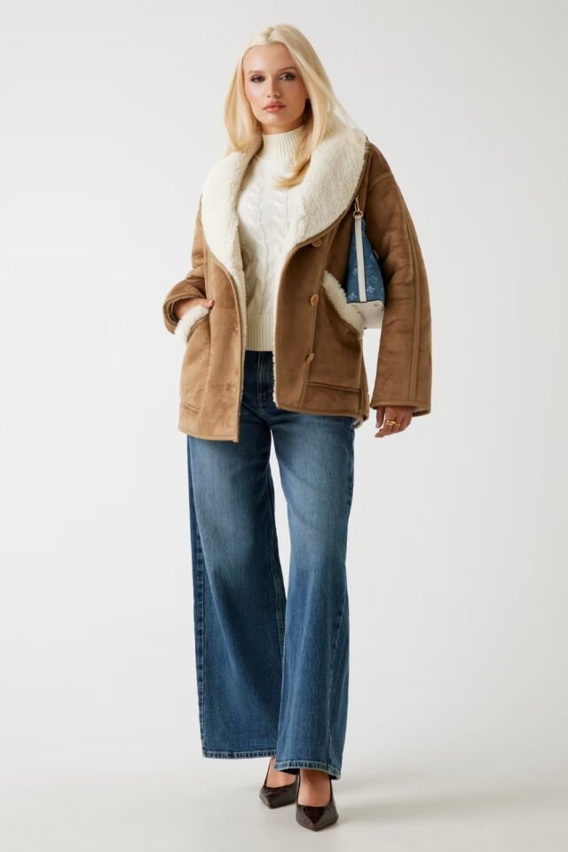 Suni Koyun Derisi Ceket Kahverengi