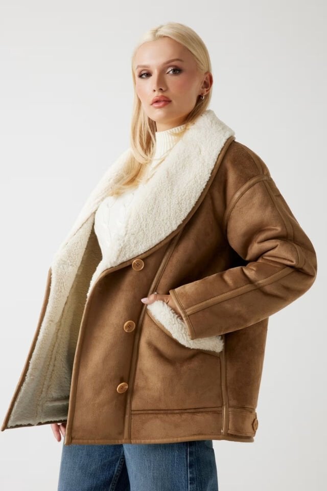 Suni Koyun Derisi Ceket Kahverengi