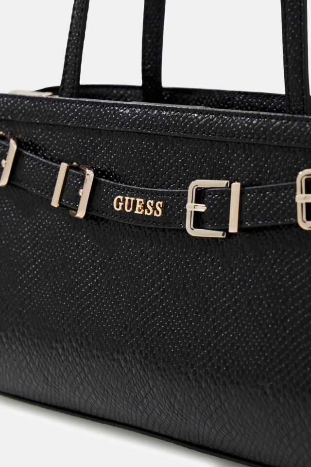 Guess Dovie Suni Deri Omuz Çantası Siyah