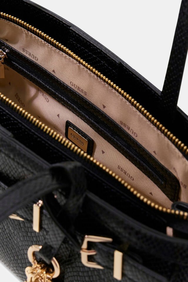 Guess Dovie Suni Deri Omuz Çantası Siyah