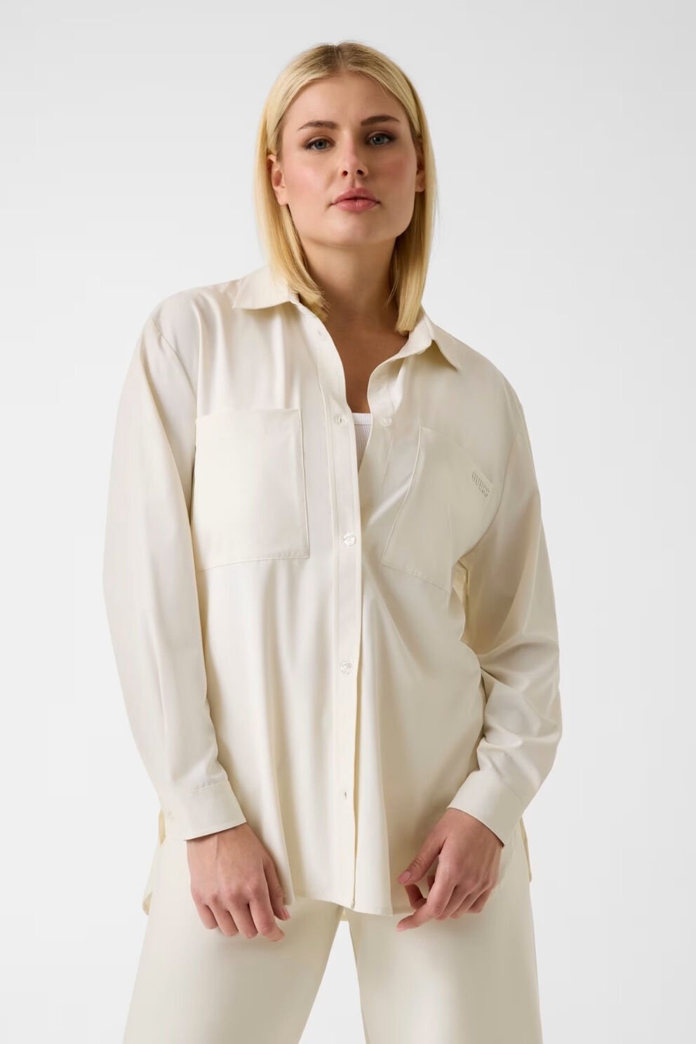 Guess Uzun Kollu Shacket Beyaz Gömlek