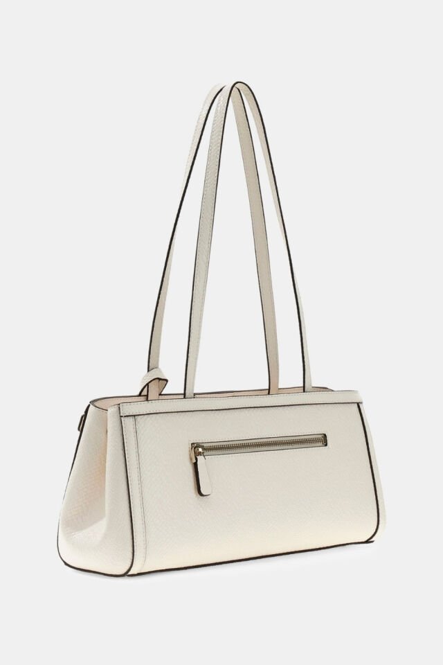 Guess Dovie Suni Deri Omuz Çantası Beyaz