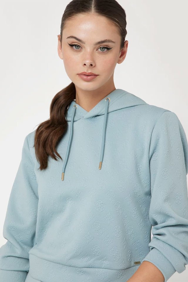 Guess Peony Logolu Sweatshirt Açık Mavi