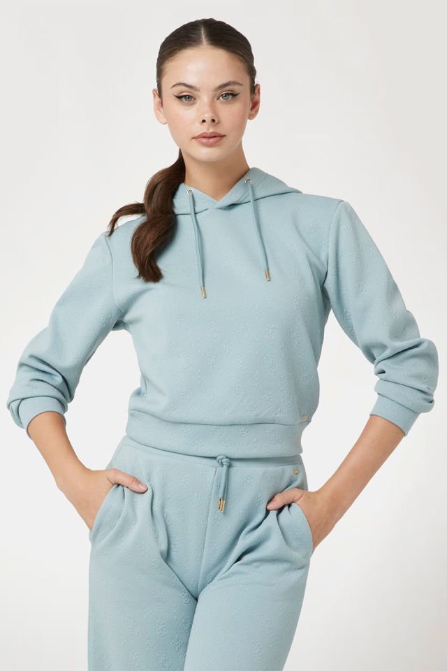 Guess Peony Logolu Sweatshirt Açık Mavi