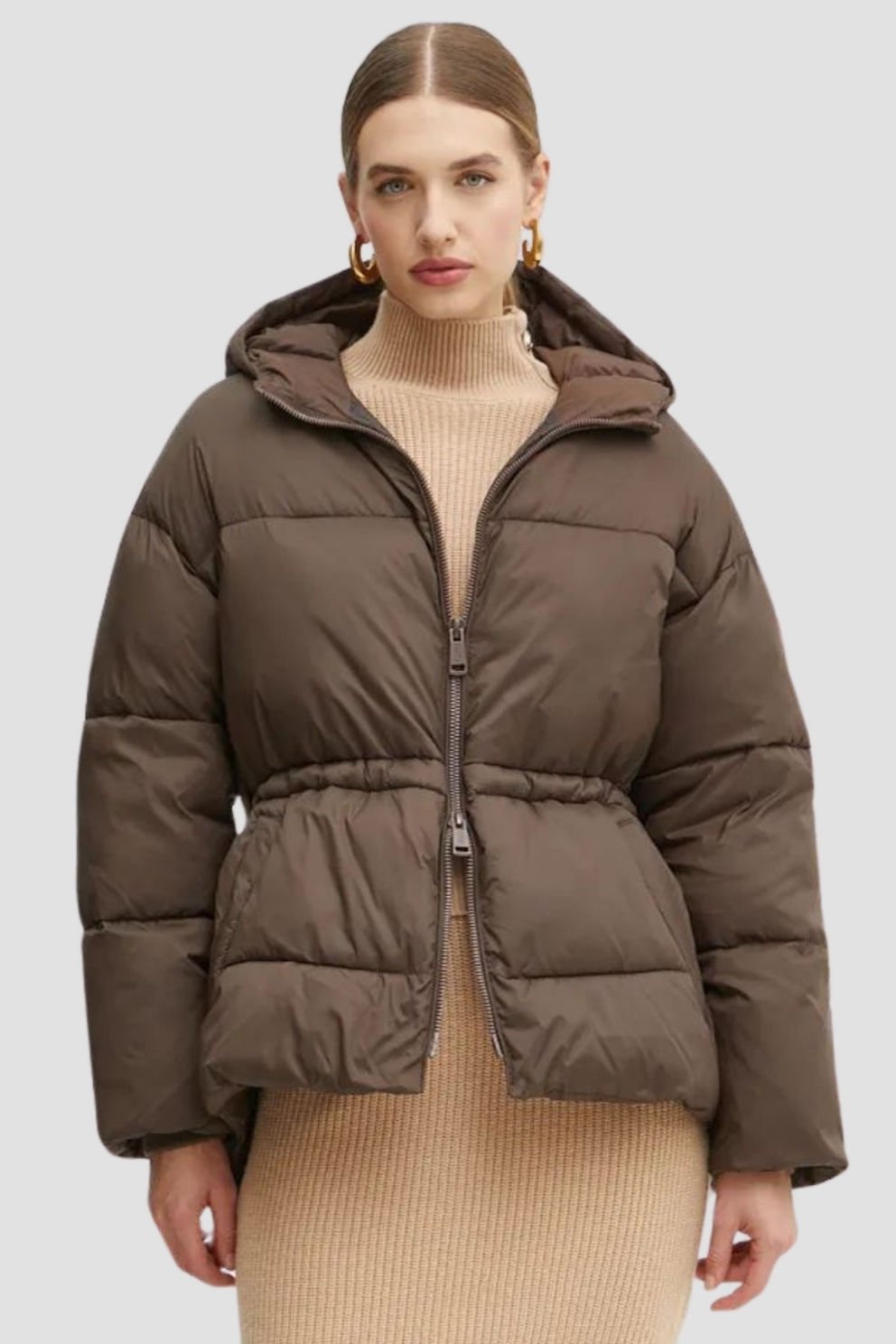 Guess Kadın Mont Koyu Kahverengi