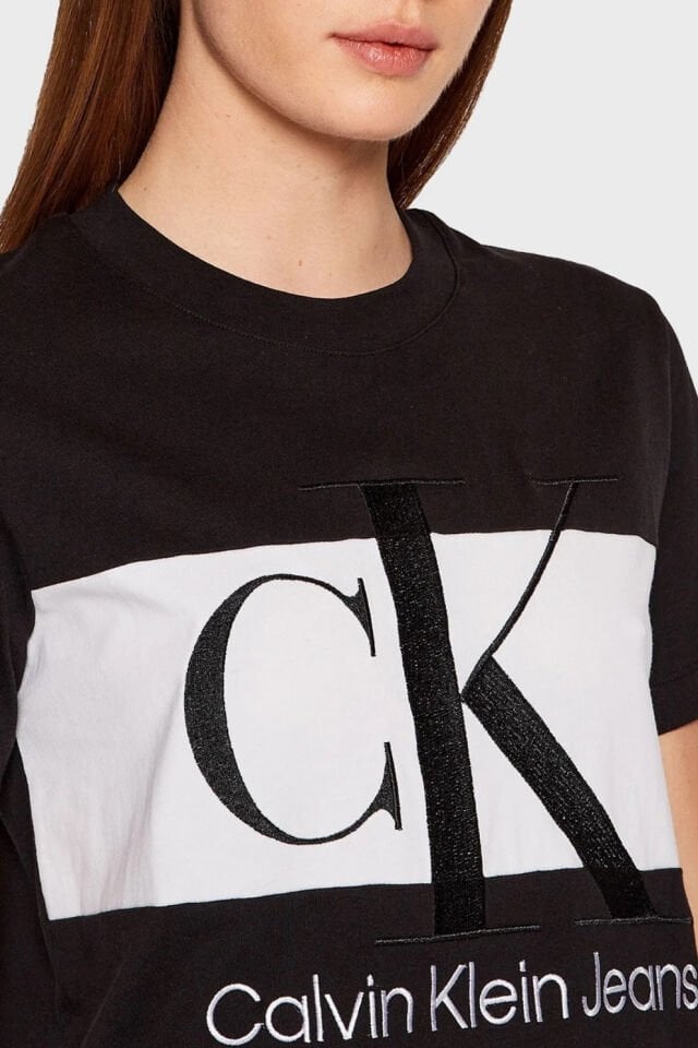 Calvin Kleın Pamuklu Regular Fit Bisiklet Yaka Mini Bayan Elbise Siyah