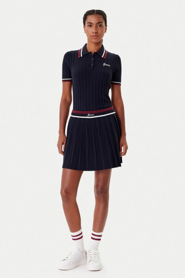 Guess Yün Karışımlı Polo Kazak Lacivert