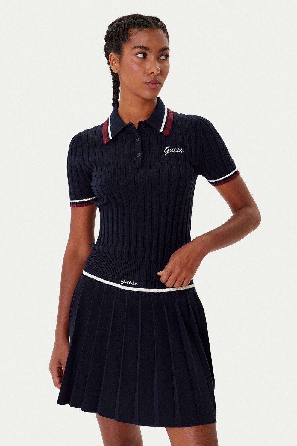 Guess Yün Karışımlı Polo Kazak Lacivert