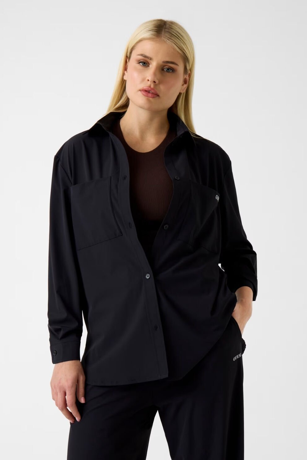 Guess Uzun Kollu Shacket Siyah Gömlek