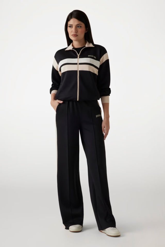 Guess Kontrast Bantlı Sweatshirt Siyah