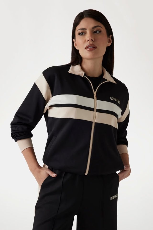 Guess Kontrast Bantlı Sweatshirt Siyah