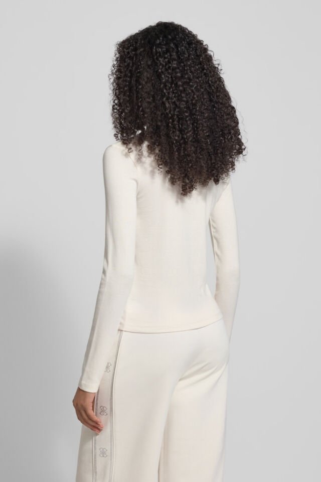 Guess Uzun Kollu Etiket Detaylı Krem Tİşört