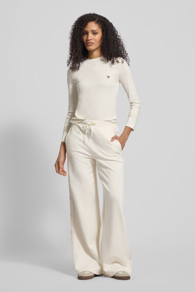 Guess Uzun Kollu Etiket Detaylı Krem Tİşört