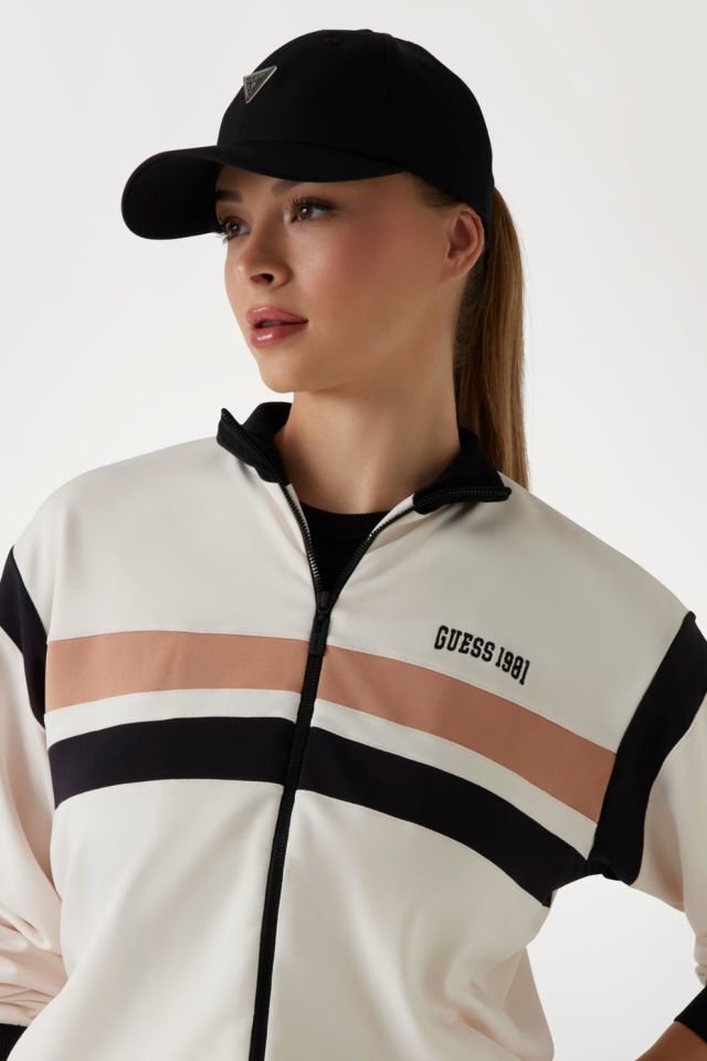 Guess Kontrast Bantlı Sweatshirt Beyaz